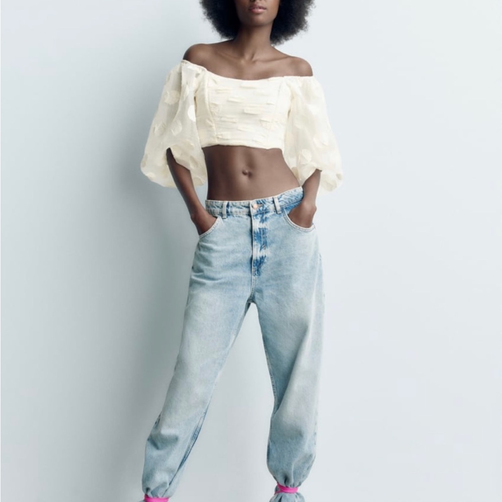 Zara Balloon Sleeve Crop Top